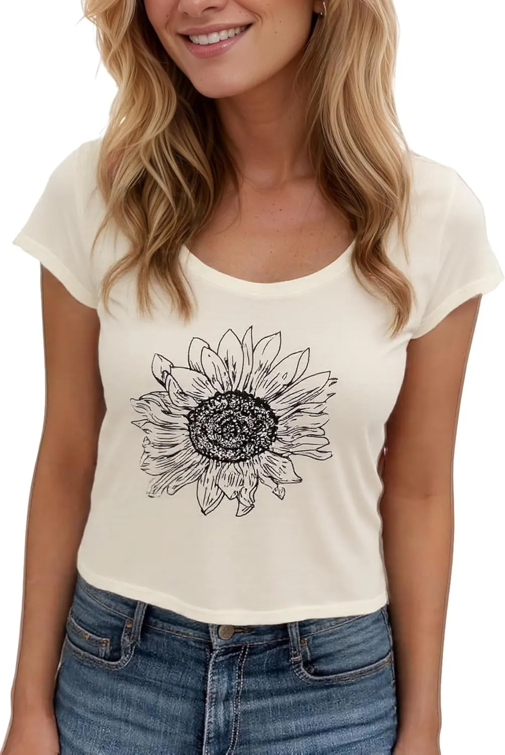 Vibrant Floral Graphic T-Shirt Women's Short Sleeve Crewneck Casual Summer Tops Beach Holiday Outfit‌