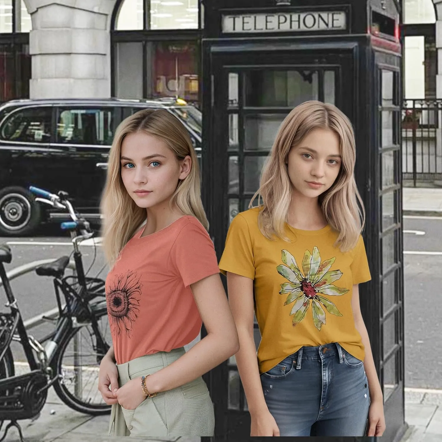 Vibrant Floral Graphic T-Shirt Women's Short Sleeve Crewneck Casual Summer Tops Beach Holiday Outfit‌