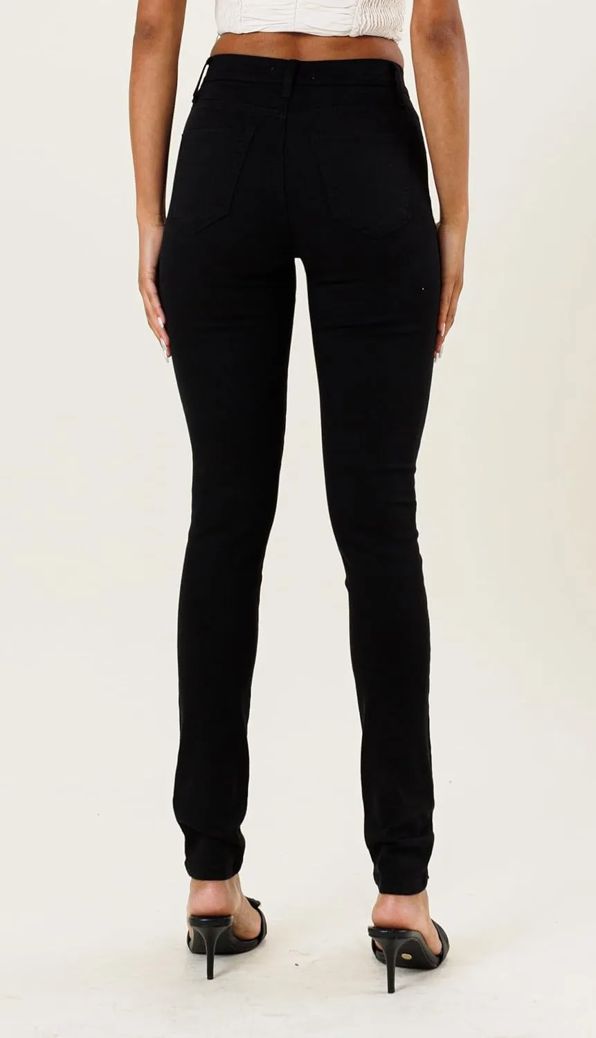 Vibrant Women’s Ripped Skinny Jeans – High Waisted Cutout Knee Ribbed Stretch Casual Denim Pants
