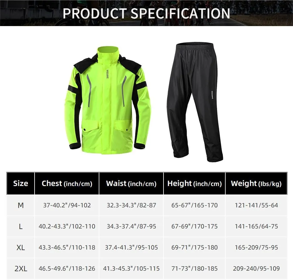 Waterproof Breathable Rain Ps Rain Coat Set for Cycling
