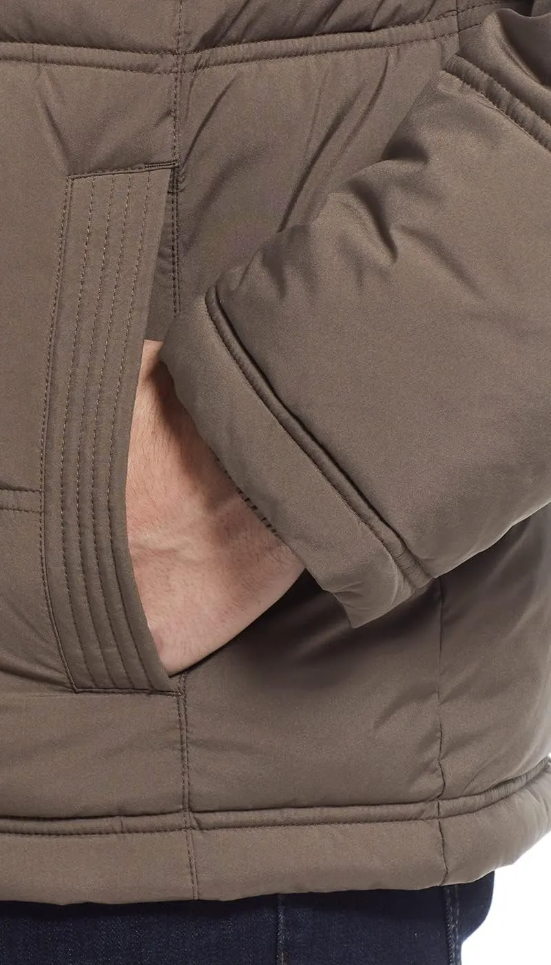 Weatherproof Hooded Puffer Jacket for Men - Water Resistant Bubble Coat for Men | Puffy Alternative Down Jacket
