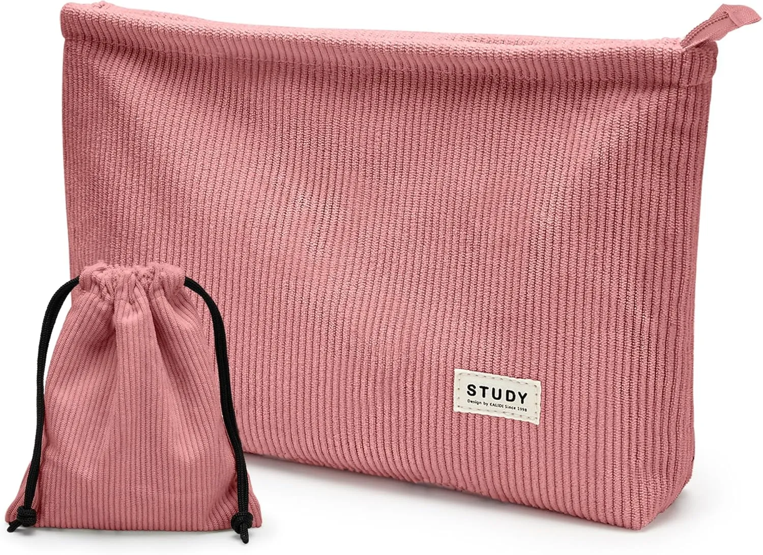 WLLWOO Makeup Bag-2pcs Corduroy Cosmetic Bag Zipper Interior Waterproof Pencil Case Coin Purse Travel Toiletry Small Makeup Pouch For Women