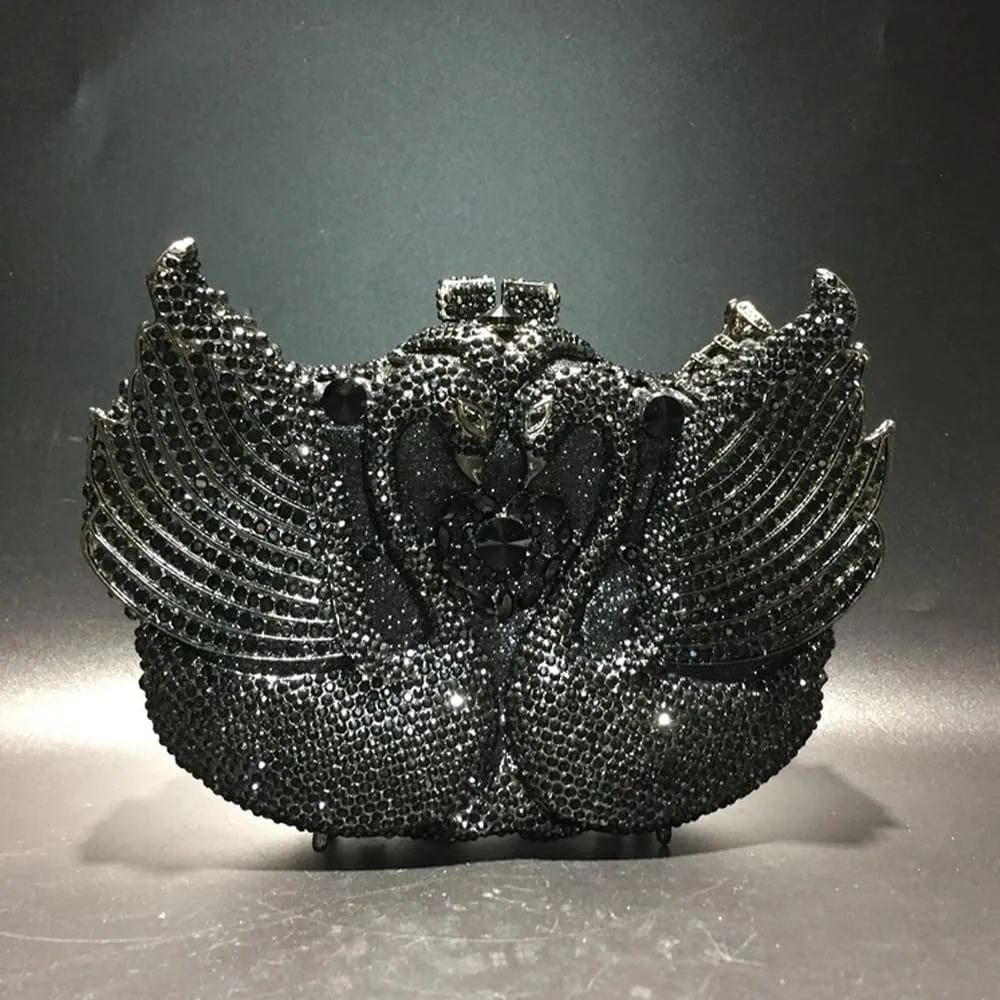 Women Evening-Bag Chain Rhinestone Luxury Ladies Clutch-Purse Wedding-Handbag Swan