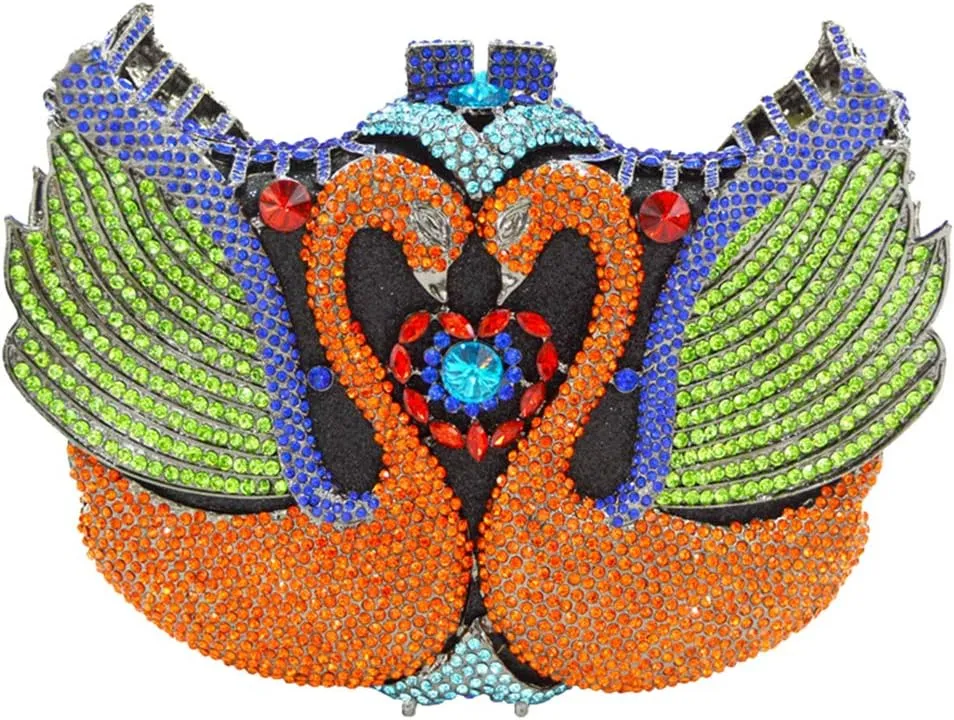 Women Evening-Bag Chain Rhinestone Luxury Ladies Clutch-Purse Wedding-Handbag Swan