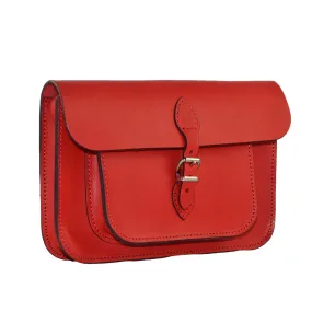 WOMEN'S FINE LEATHER SATCHEL BAG - RED